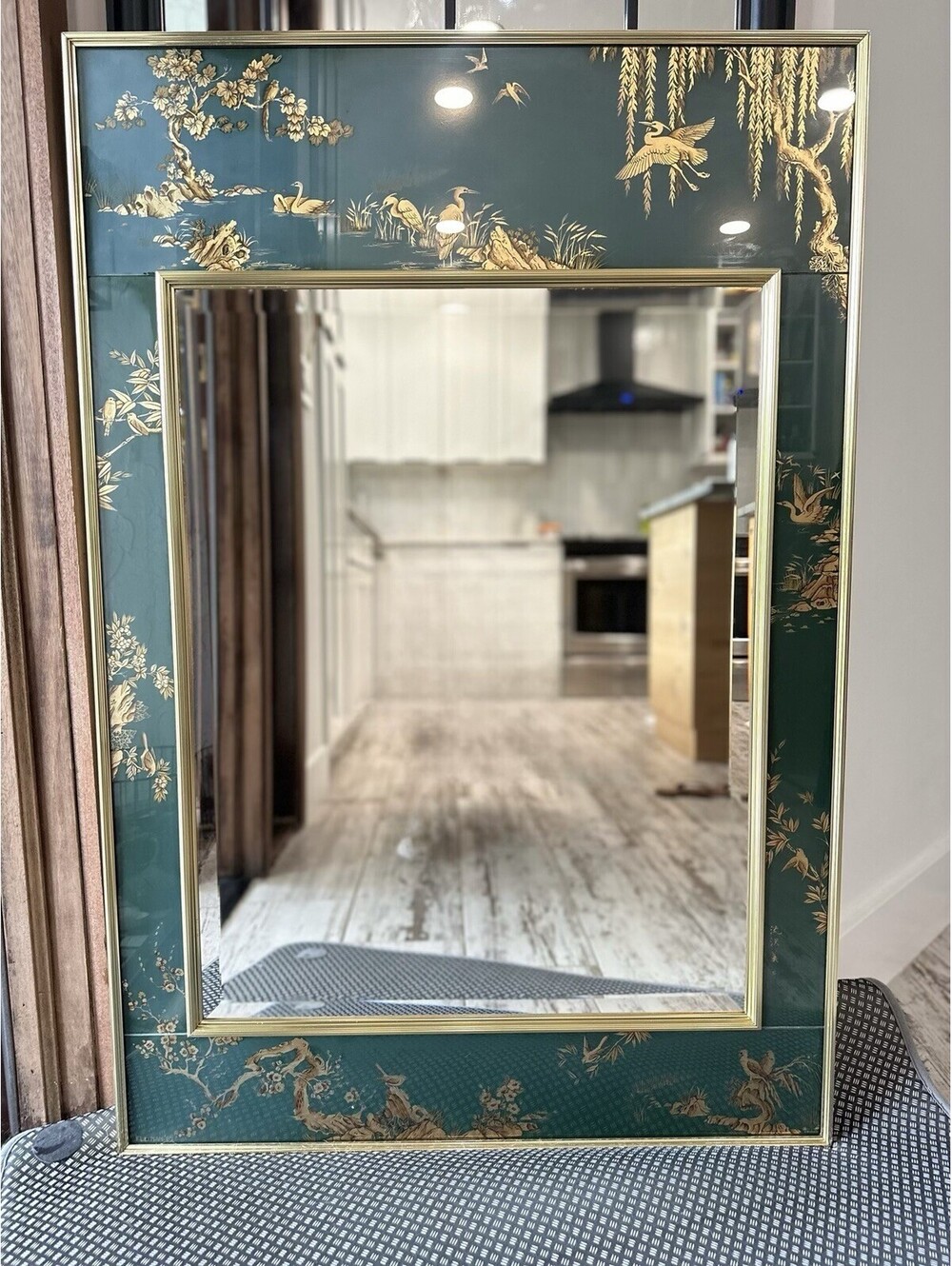 Stunning Vintage  Signed  1983  LaBarge Hand Painted Chinoiserie Wall Mirror